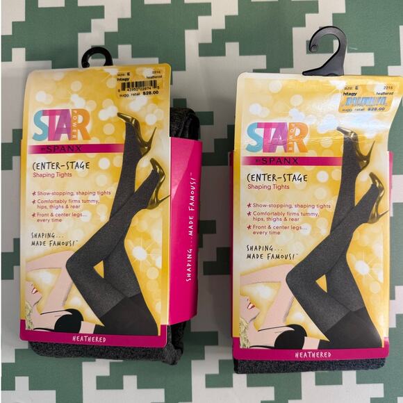 Spanx Center Stage Shaping Tights Pantyhose 2-Pack Heathered Grey Size E NWT - Picture 1 of 4